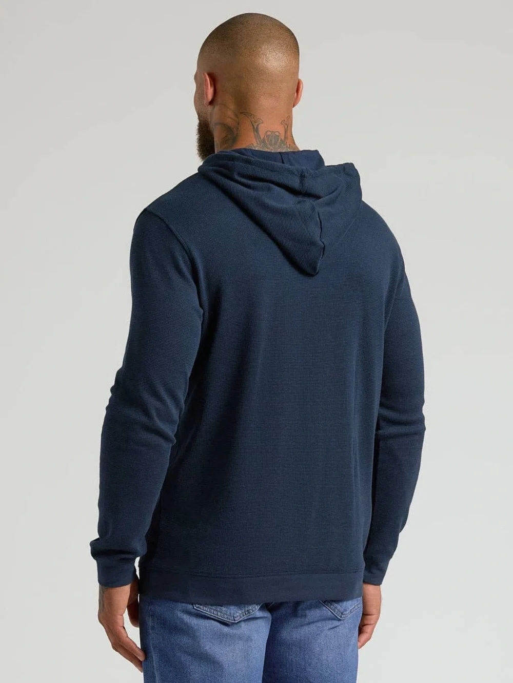 Men's Knit Hooded Pullover in Navy